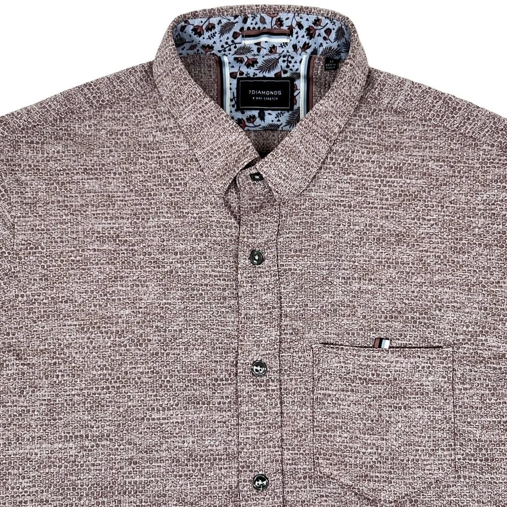 7 Diamonds Vision of Love Jacquard 4 Way Stretch Mens M Short Sleeve Shirt